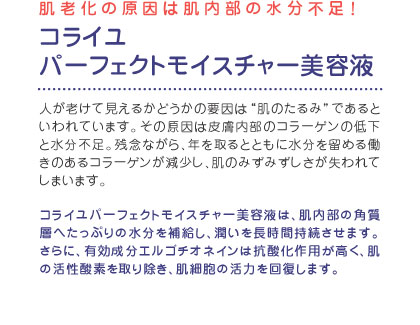 肌老化の原因は肌内部の水分不足！ コライユパーフェクトモイスチャー美容液